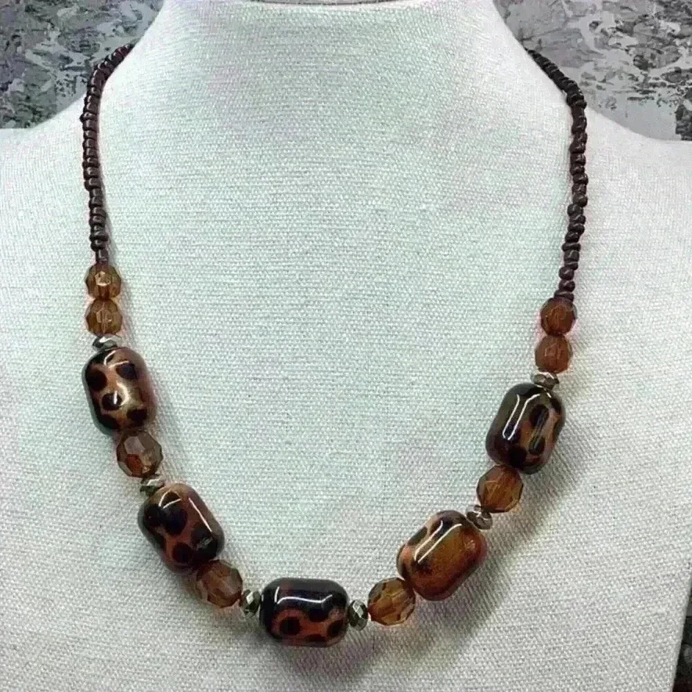Brown Necklace with Seed Beads